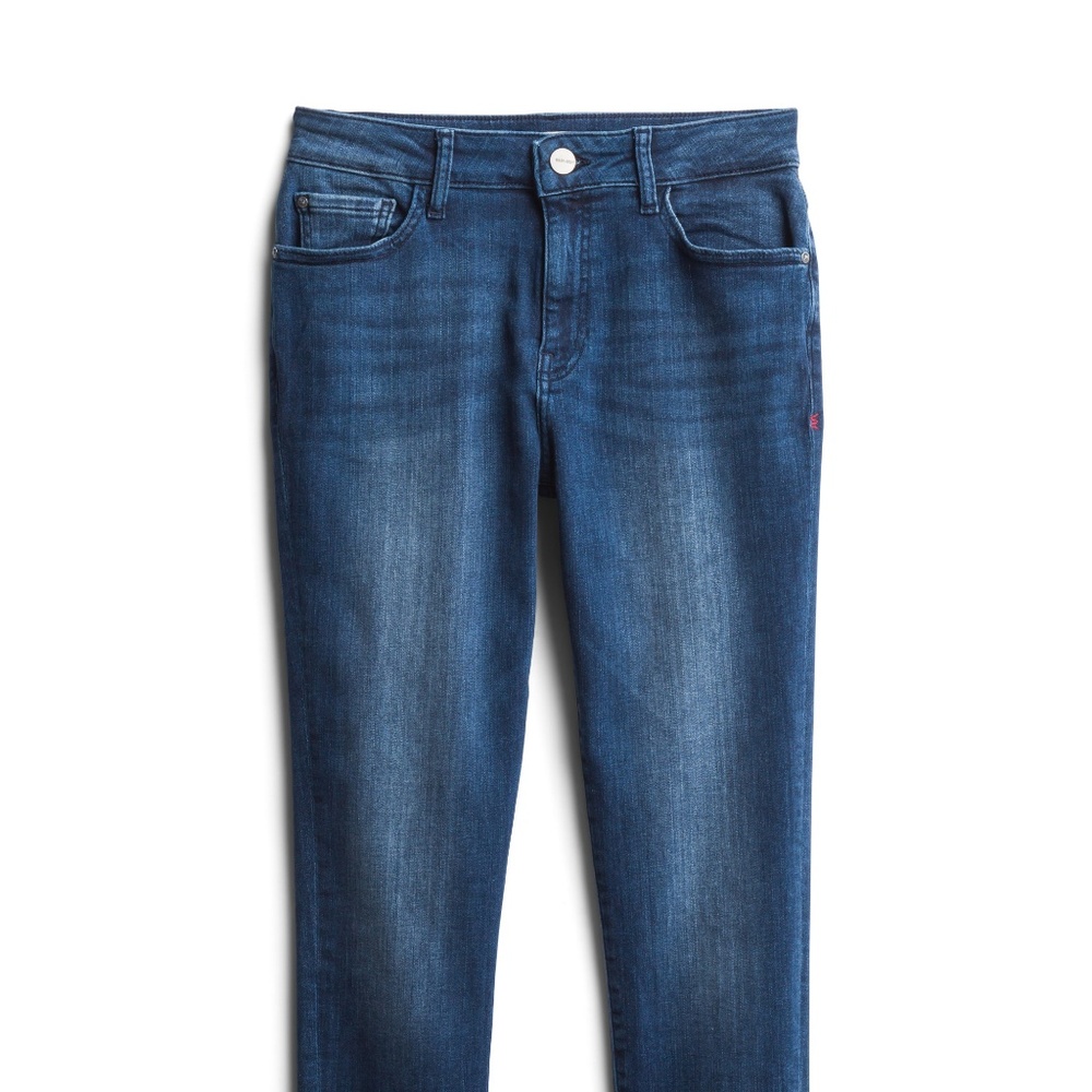 warp + weft angled fray hem skinny jean
